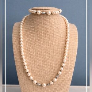 Lia Sophia Set Pearl Necklace & Bracelet | Classic Jewelry